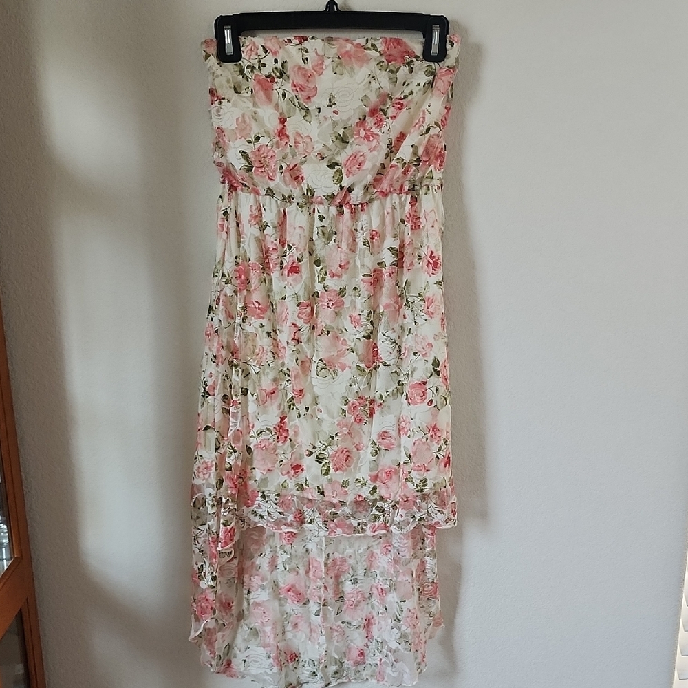 Fashion Bug Floral Lace Dress with Pink and Green Accents